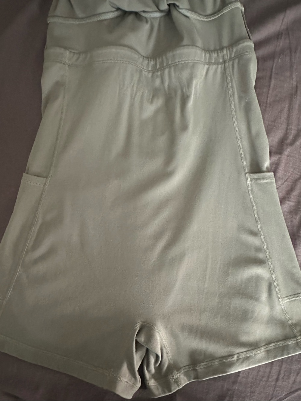 Nicole Miller Sport Olive Slip Dress shorts under - Picture 3 of 6